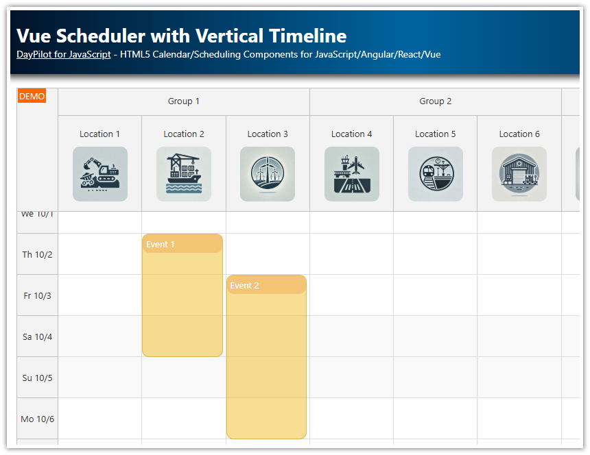 Vue Scheduler with Vertical Timeline